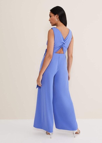 Phase Eight Petite Elaina Blue Wide Leg Jumpsuit Blue USA | 5610487-HD